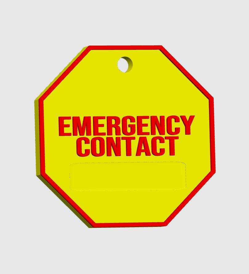 Octagon 45x5mm NFC - Emergency Contact Keychain.