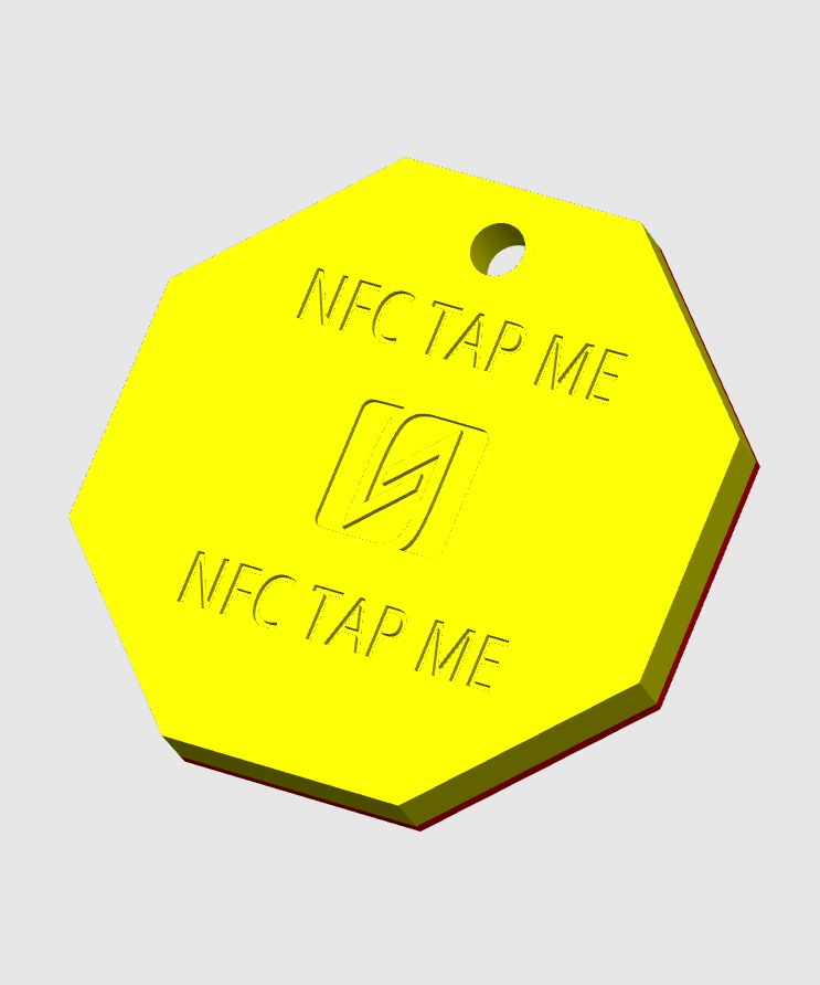 Octagon 45x5mm NFC - Emergency Contact Keychain.