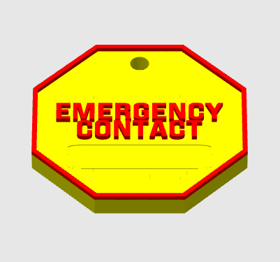 Octagon 45x5mm NFC - Emergency Contact Keychain.