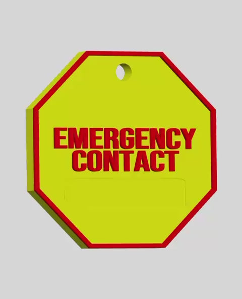 Octagon 45x5mm NFC - Emergency Contact Keychain.